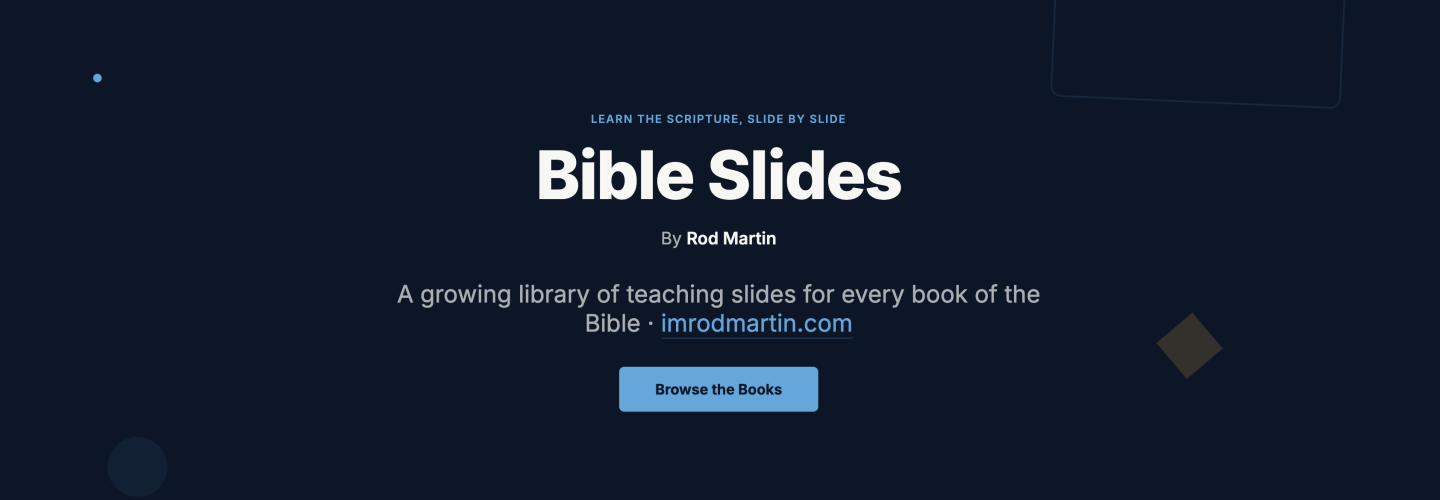 Bible Slides logo on a dark blue background.